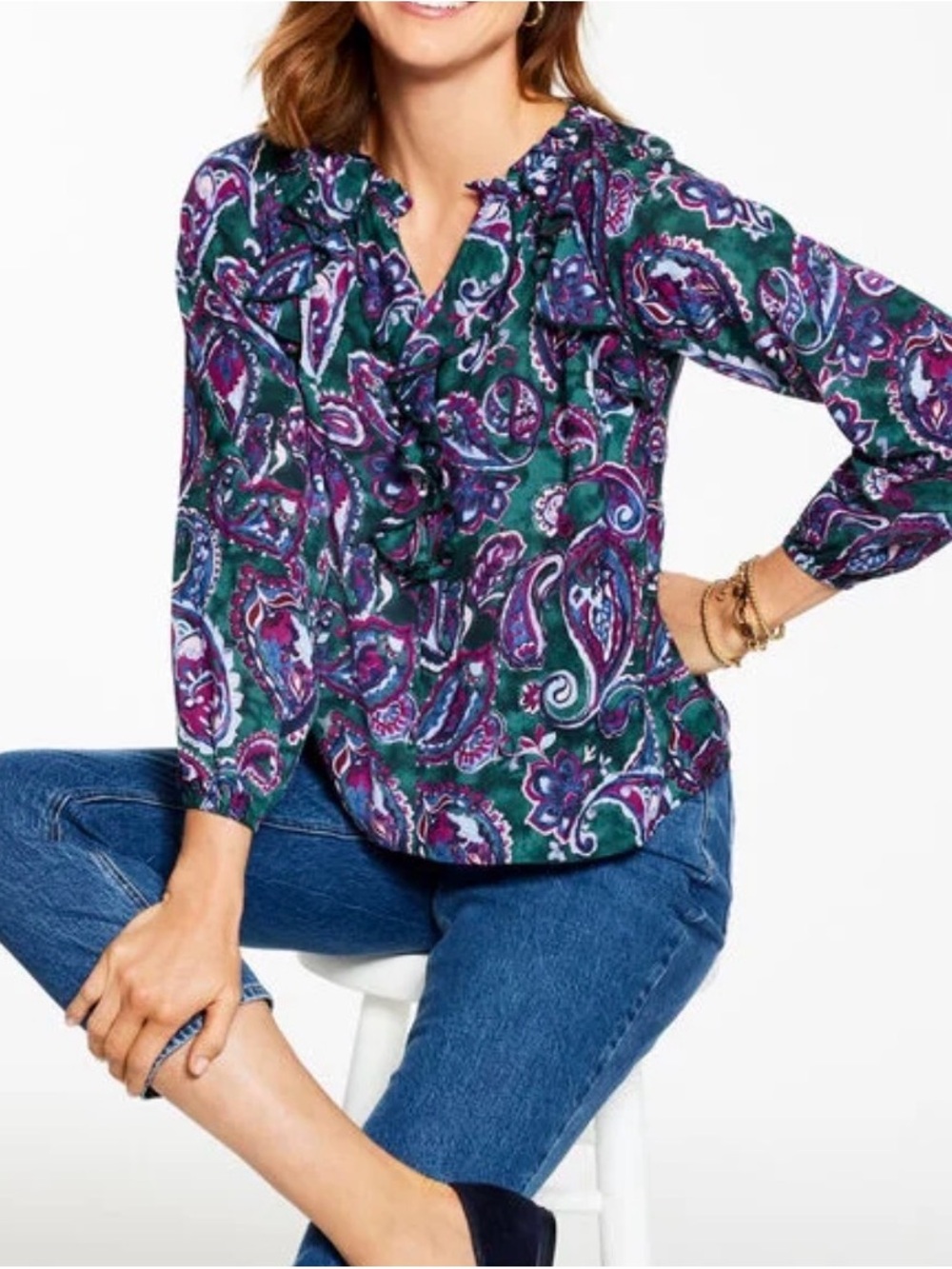 Talbots Ruffle Top - Picadilly Paisley